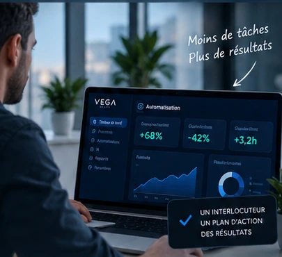 Illustration d’un professionnel utilisant un outil métier Vega